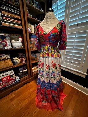 johnny was marguerite mesh dress Johnny Was Marguerite Mesh Dress Maxi Long Floral Embroidered Flower Black S NEW